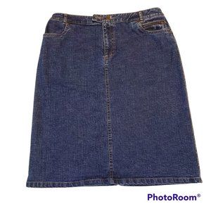 Tribal Denim Skirt Stretch Size 8 EUC